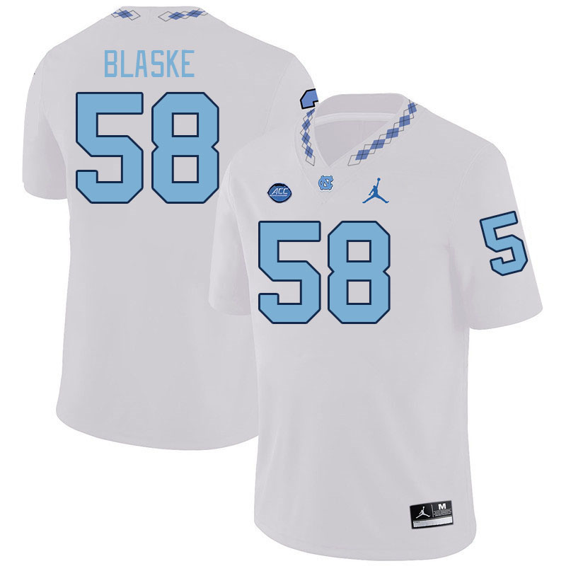 Men #58 Austin Blaske North Carolina Tar Heels College Football Jerseys Stitched-White
